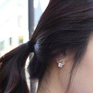 Dazzling White Bow-Knot Cube Crystal Earrings